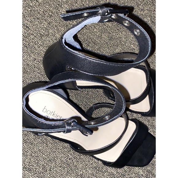 Botkier New York Black Leather Lorri Two Band Ankle Strap Sandals Heels Size 9 - Picture 6 of 16